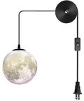 Resin Moon Pendant Lamp With Plug In Adjustable Cord 3D Printed Hanging Ceiling Light Fixture For Home Office Bar Cafe