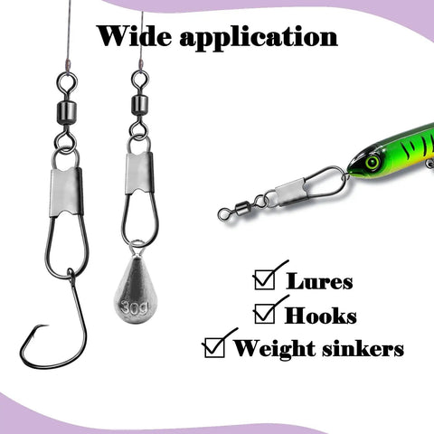 50 Pack Stainless Steel Fishing Snap Swivels With Barrel Swivel Design, Corrosion Resistant For Saltwater And Freshwater, Safety Interlock Clips For Lures And 14Lb Leader Lines, Pro Grade Bulk Set Built For All Day Angling, used with lure and hook