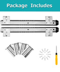 Heavy Duty Ball Bearing Drawer Slides For Under Desk Keyboard Tray Ultra Smooth Silent Glide Rust Resistant Metal Telescopic rails and hardware included.