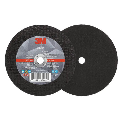 Silver Cut Off Wheel for Pipe Cutting and Metal Fabrication, Four Inch Diameter, Three Eighths Inch Arbor, Pack of 25