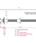 Diagram of 18 Inch Diy Vise Screw For Custom Benches With Beefy Solid Steel Main Screw And Cast Iron Body In Blue Metallic Finish Built Tough For Serious Woodworking And Metalworking Diy Projects showing dimensions and components.