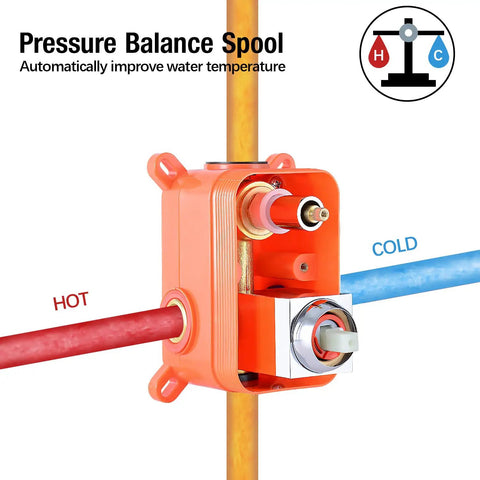 Pressure balance spool for All-In-One Bathroom Rain Shower System With 12 Inch Square Shower Head And Handheld Sprayer.