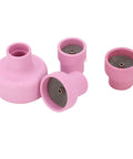 Ceramic Cup Kit Set for Welding Torch, 5 Pcs Alumina Cups with various diameters and 2.4mm center hole, pink color shown.
