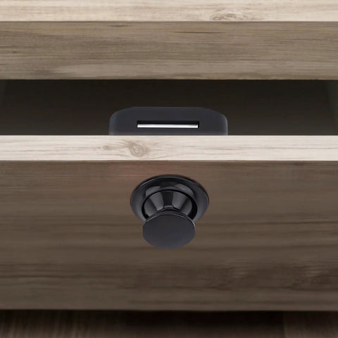 Six Pack Push Button Cabinet Locks For RV And Boat Zinc Alloy Bolts Marine Grade Push To Close Latches on wooden drawer