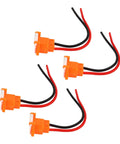 Set of 4 Premium 3 Pin Charging Interface With Protective Cover Electric Vehicle Battery Cable Rocksteady Power Delivery Easy Swap Design, orange connectors with black and red wires.