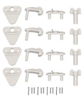 Rock Solid Left Pontoon Gate Latch Fits 1 To 1.25 Inch Square Boat Frames Heavy Duty components and screws arranged on a surface.
