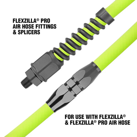 Pro Air Hose With Reusable Fitting And Ball Swivel 3/8 Inch, 360 Degree Swivel, 30 Degree Tilt, On Site Field Repairable, Ultra Durable And Flexible For Quick Custom Lengths, green hose fittings
