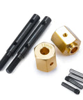 Four Brass 13mm Extended Wheel Hubs With Steel Stub Axles For 1 Tenth RC Crawler Upgrades Wider Track Width For AXIAL SCX10 III