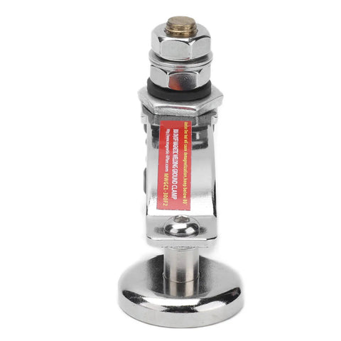 Powerful Magnetic Welding Ground Clamp With Heavy Duty Strong Magnetism And Iron Build for secure connections, showcasing chrome finish and sturdy design.