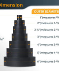 Dimension diagram of Hella Tough Heavy Duty Step Down Hose And Fitting Reducer Adapter for woodworking dust collection.