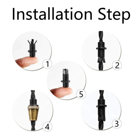 Installation steps for 50 Pairs Plastic Pendant Lighting Strain Reliefs for Lamps and Fixtures M10 Cable Glands Cord Grips.