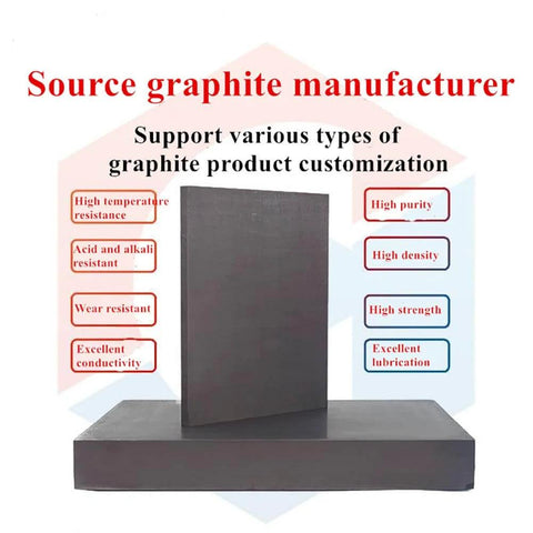 Graphite Blank Blocks Pack Of 3 For Electrolysis Electrode Plates showcasing two sizes and key features in red and blue text