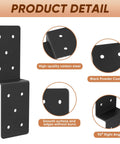 Heavy Duty Steel Z Pergola Brackets 4 Pack 5 By 5 Inch Z Shape Connectors with black powder coating for post to beam support