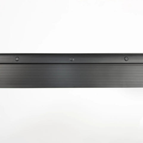Adjustable Waterproof Door Threshold With Hidden Screws Heavy Duty Aluminum And Solid Oak top view detail, smooth slick black finish.