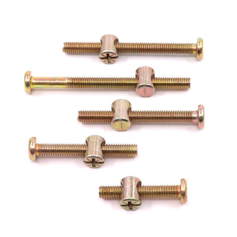 100-Piece M6 Zinc Plated Crib Screws Kit With Hex Drive Socket Cap Barrel Screws And Nuts For Furniture, Cots, Beds, Cribs, And Chairs