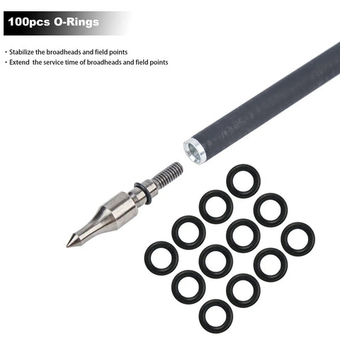 100 Pack One Quarter Inch Broadhead O Rings For Archery Replacement And Arrow Point And Field Point O Rings