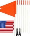 Two Pack Upgraded Bike Flags With Poles 6 Feet High Visibility Orange Flags With Heavy Duty Fiberglass Poles Includes Orange And American Flags