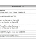 AT command list for USB Powered 4 Channel Relay Module For PC And Mac With Plug And Play Setup CP2102 Serial Interface