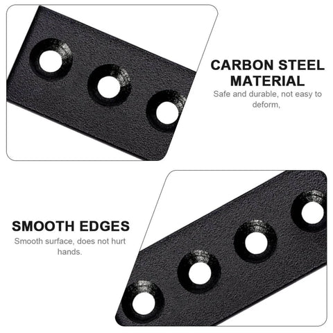Sliding Barn Door Track Connection Plates Kit Black Carbon Steel Straight Brace Joints No Fuss Easy Install Connector