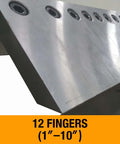 Close-up of 40 Inch Box and Pan Brake with 12 fingers for 12 gauge steel, showcasing metal bending tool components.