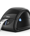 Top Tier Desktop Thermal Label Printer That Smoothly Handles Address File Folder And Barcode Rolls For Streamlining Your Daily Shipping Grind Up To Three Thirty Five Inch Width With Zero Hassle Setup, showing front view with label printing.