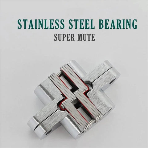 2 Pack Concealed Door Hinges 304 Stainless Steel Invisible Cabinet Hardware Rust Resistant Heavy Duty 34X140MM Flush Mount with stainless steel bearing.