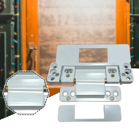 Hidden Door Hinge Invisible Concealed Pivot Adjustable Thickened Hardware for Heavy Duty Doors white metal close-up
