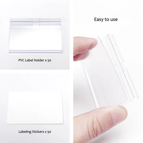 Clear Plastic Label Clips For Wire Shelves With 50pcs Merchandise Tags Transparent Storage Markers Legit No Fuss Setup For Busy Retail Shops And Home Organizing Vibes