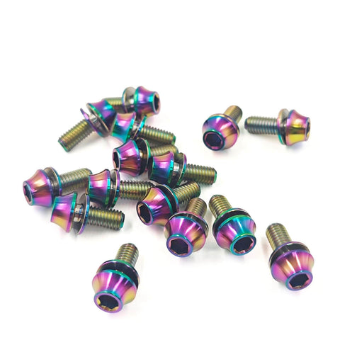 Colorful Titanium M5x12 Hex Bolts With Washers For Water Bottle Cage On Mountain Bike MTB Set Of 4 Beefy Strong Lightweight Screws