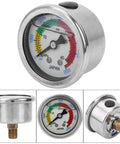 Go To Pool Filter Pressure Gauge For Diving Equipment, 0 To 6000 PSI 0 To 40 MPa Manometer, stainless steel body, dial view