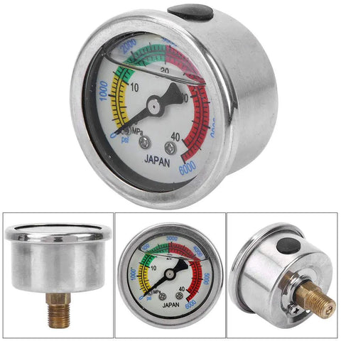 Go To Pool Filter Pressure Gauge For Diving Equipment, 0 To 6000 PSI 0 To 40 MPa Manometer, stainless steel body, dial view