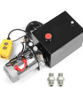 12V DC Hydraulic Power Unit For Dump Trailers 8 Quart Double Acting Pump With 15 Foot Remote Control Sturdy Metal Tank For Lifting And Lowering Dump Trucks And Trailers