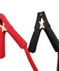 Red and black battery jumper cables with rubber grips for quick connections during auto repairs.