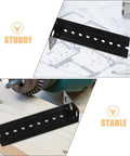 6 Pack Top Notch L Shaped Keyboard Slide Rail Brackets With Adjustable Drawer Connector and Heavy Duty Metal Hardware on wood surface.
