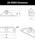 Heavy Duty 10mm Ball Stud Mounting Brackets Pack Of Four Built Tough As Nails With A Slick Black Powder Coat dimensions sketch showcasing size and shape.