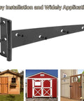 Heavy Duty T Shaped Hinges Pack Of 3 12 Inch Black Metal Foldable Gate Hardware for easy installation on garden sheds and barn doors.