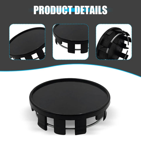 Rock Solid 4 Pack Snap On Wheel Center Caps For 2016 To 22 Nissan Sylphy Altima, heavy duty ABS hub protectors, slick black finish.