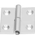 Heavy Duty Aluminum Door Hinges for Cabinets and Furniture Featuring Slick Resin Bushings High Hardness Construction for Ridiculous Durability and Zero Friction Motion in Every Swing Set of 2, silver hinge with glossy finish.