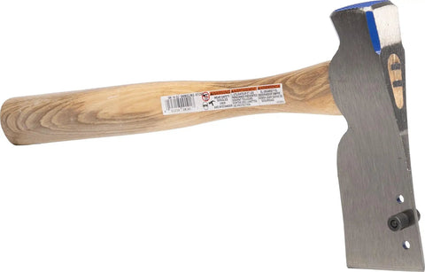 14 Ounce Shingle Hatchet for Roofing with Adjustable Gauge, Made in the USA, standard and metric measurements, side view