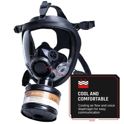 Beefy Survival Respirator Mask For Smoke And Chemical Protection With Industry Standard 40mm Gas Filter Canister, Carbon Filter