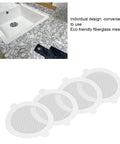 YUEHISY 50Pcs Shower Drain Hair Catcher Fiberglass Dense Mesh showing individual design with eco-friendly fiberglass mesh