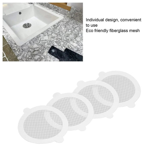 YUEHISY 50Pcs Shower Drain Hair Catcher Fiberglass Dense Mesh showing individual design with eco-friendly fiberglass mesh