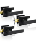 3 Pack Matte Black Interior Door Handles With Privacy Lock Reversible Left And Right Hand Door Hardware for Bathroom and Bedroom