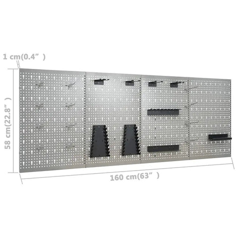 63-inch perforated wall panels for Heavy Duty Workbench With Wall Panels And Storage Cabinets, black steel organizer