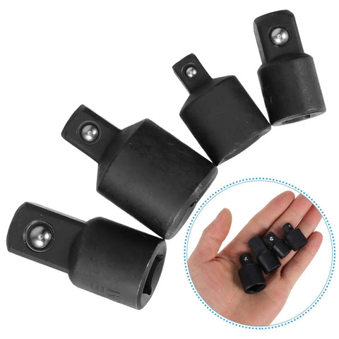 Top Tier Impact Socket Adapter Set 4 Pieces High Carbon Steel Heavy Duty Drive Reducers For 3/8 1/2 And Inch With Secure Snaps, four black adapters