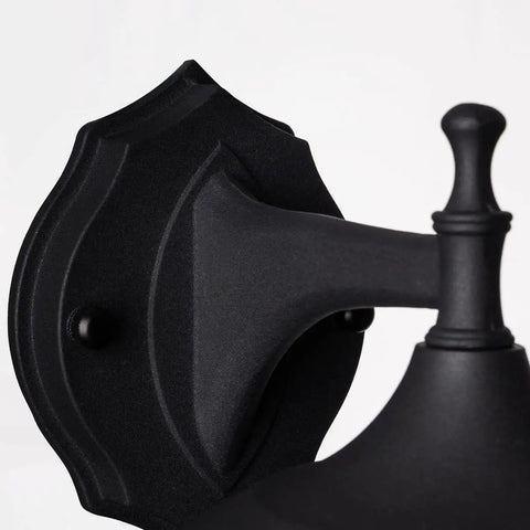 Close-up of black mounting bracket on 10 Inch Black Outdoor Coach Lights With Seeded Glass Shade Waterproof Patio Wall Lights
