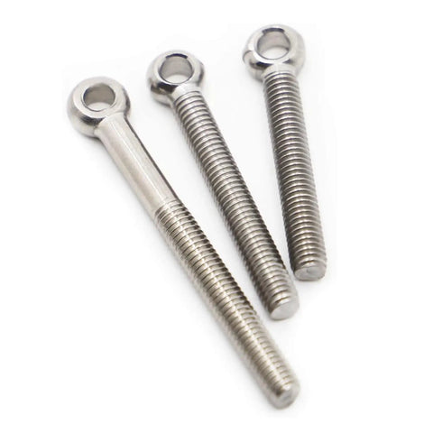 Heavy Duty 304 Stainless Steel Lifting Eye Bolts And Ring Eye Nuts With Washers For Shade Sails Canopies Rigging Anchor Ropes Built Different Top Shelf Hardware M3 M4 M5 M6 M8 Assorted Set, three eye bolts.