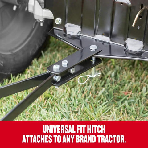 36-Inch Tow-Behind Spike Aerator For Lawns With 9 Galvanized Disks And An 80 Lb Weight Tray, universal hitch on grass