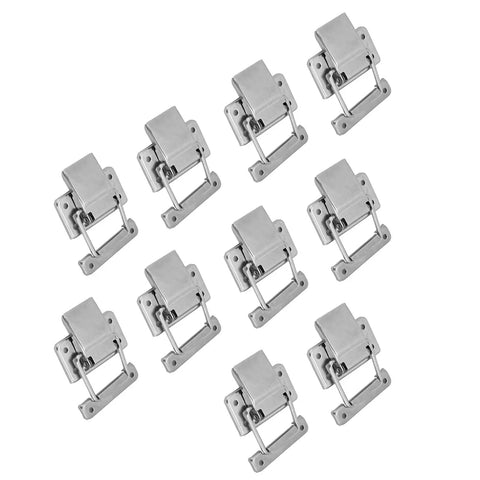 Nine Stainless Steel Hasp Latch With Spring Loaded Toggle Lock For Boxes Cabinets And Storage Cases Replacement Hardware displayed