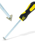 Carbide Tip Grout Removal Hand Tool With Soft Grip Reversible Triangle Blade for Detail Work In Tight Spots, yellow and black handle